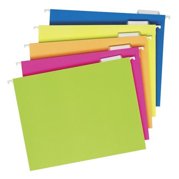 Tops Products Tops Products 1496272 5 Tab Hanging File Folders; Assorted Colors - Pack of 25 1496272